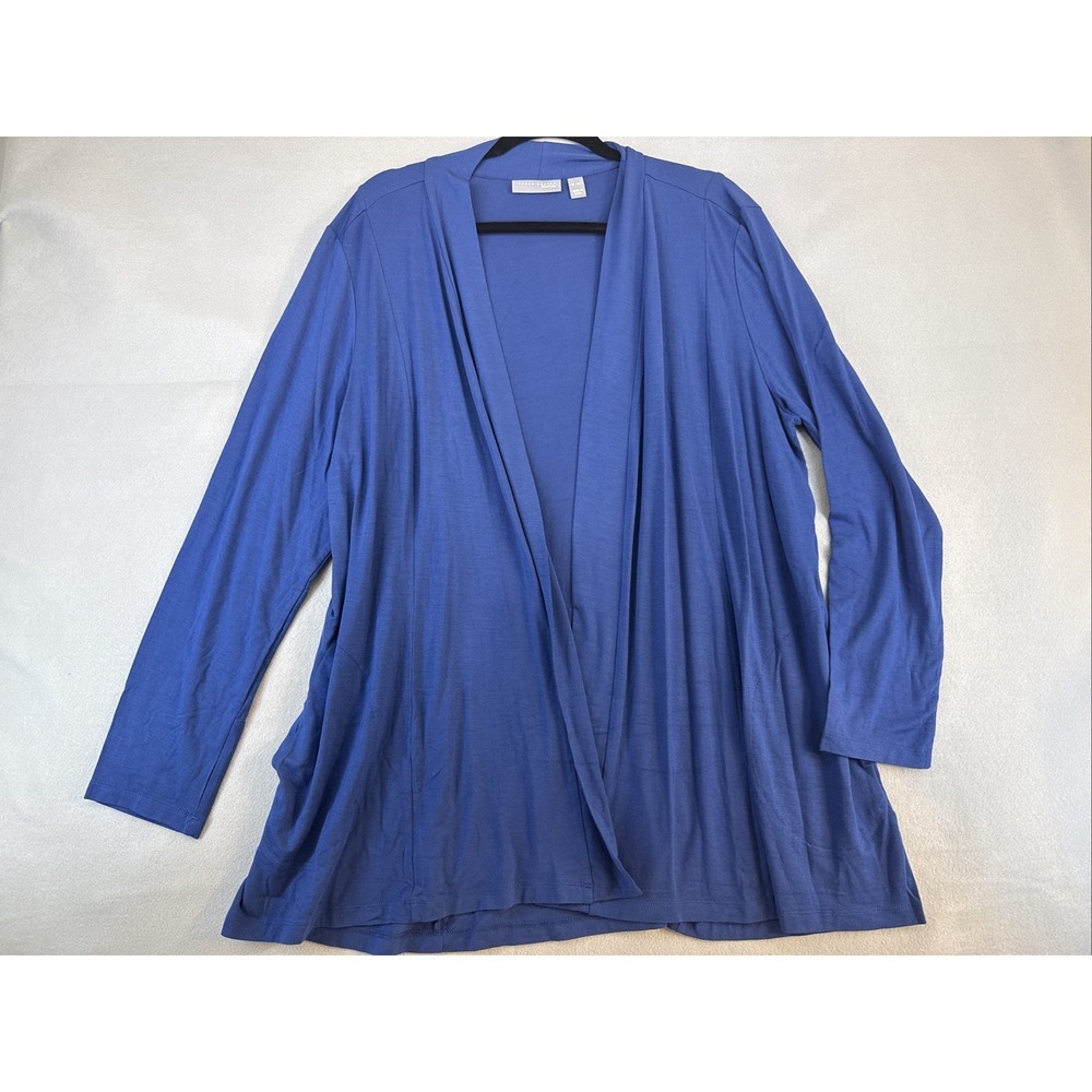 Susan Graver Lifestyle Woman's Size XLP Blue Cardigan With Pocket's